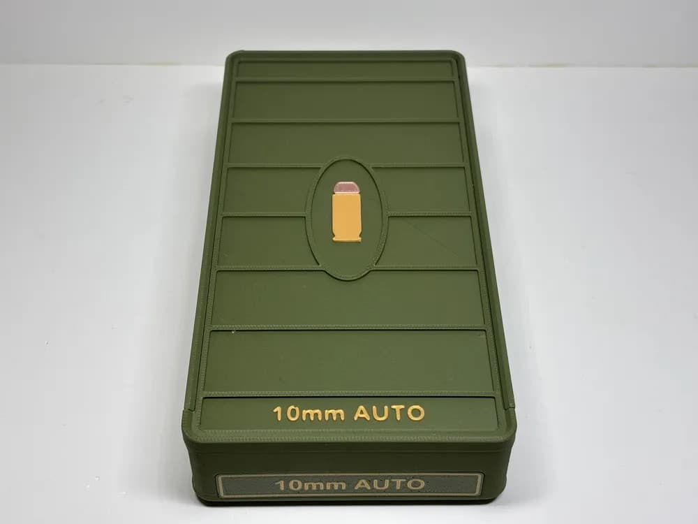 Ammo Storage Box - 10mm AUTO - 105 Rounds front view product photo; ammunition not included