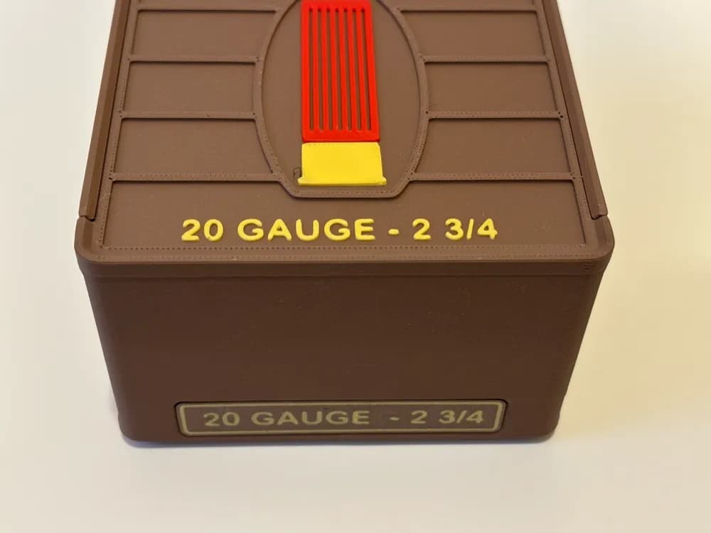 Ammo Storage Box 20 Gauge 3 inch - 25 Shells front view product photo; ammunition not included