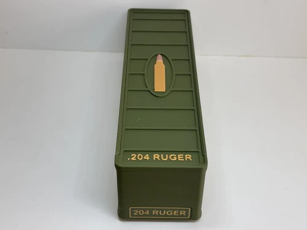 Ammo Storage Box - .204 RUGER - 100 Rounds front view product photo; ammunition not included
