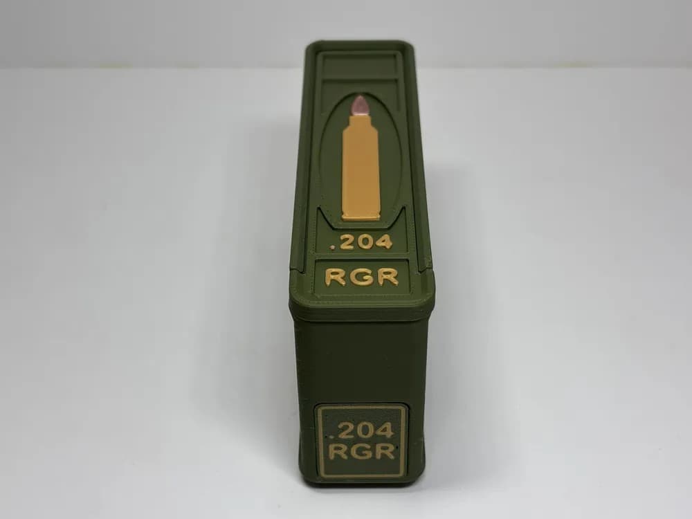 Ammo Storage Box .204 Ruger - 20 Rounds front view product photo; ammunition not included