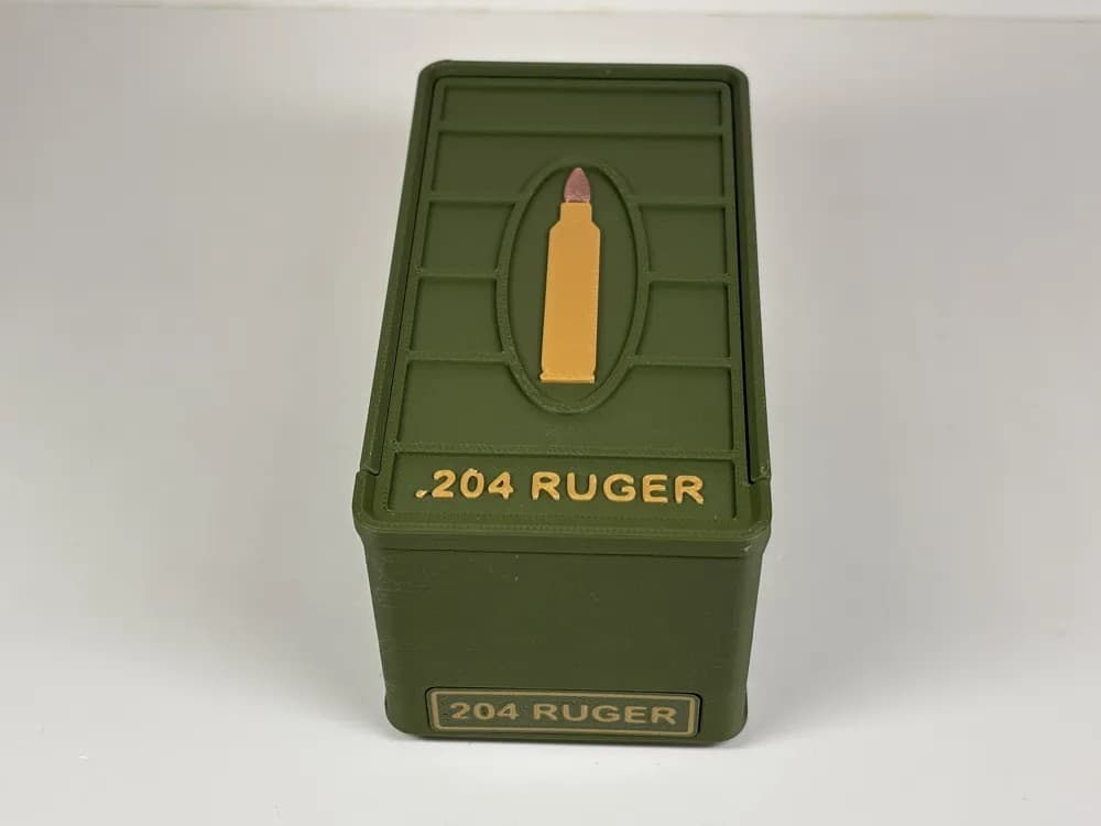 Ammo Storage Box - .204 Ruger - 50 Rounds front view product photo; ammunition not included