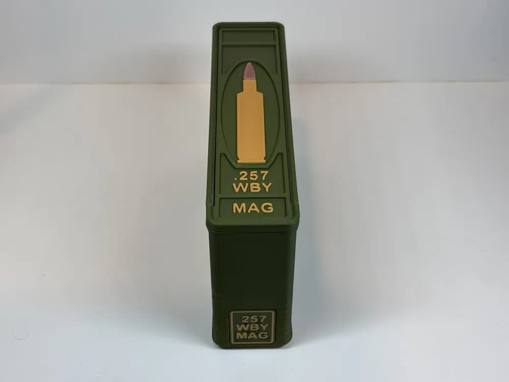 Ammo Storage Box .257 Weatherby 20 Rounds front view product photo; ammunition not included