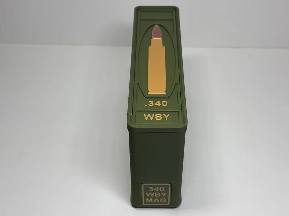 Ammo Storage Box - .340 Weatherby Magnum - 20 Rnds front view product photo; ammunition not included