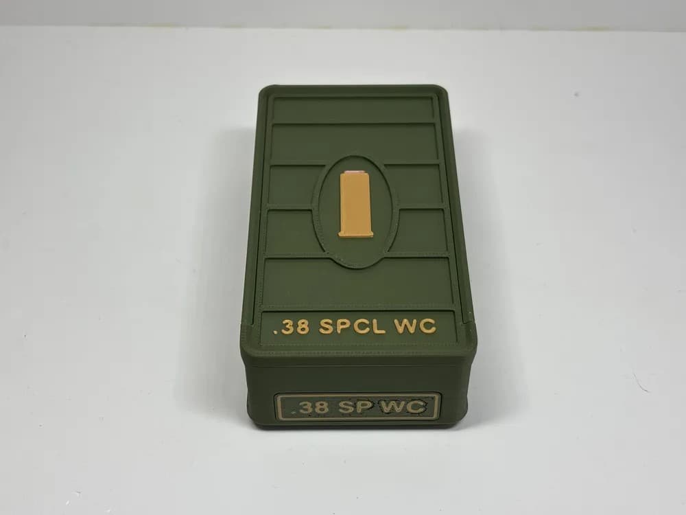 Ammo Storage Box - .38 SPECIAL WADCUTTER - 50 Rnds front view product photo; ammunition not included