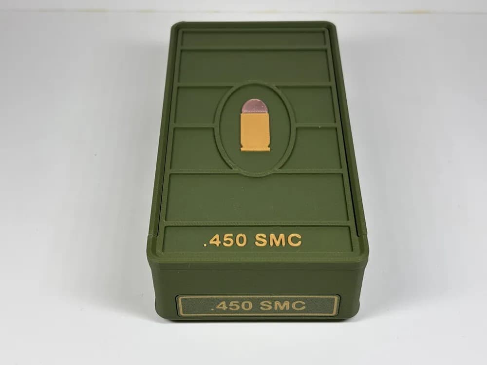 Ammo Storage Box 450 SMC 50 Round front view product photo; ammunition not included
