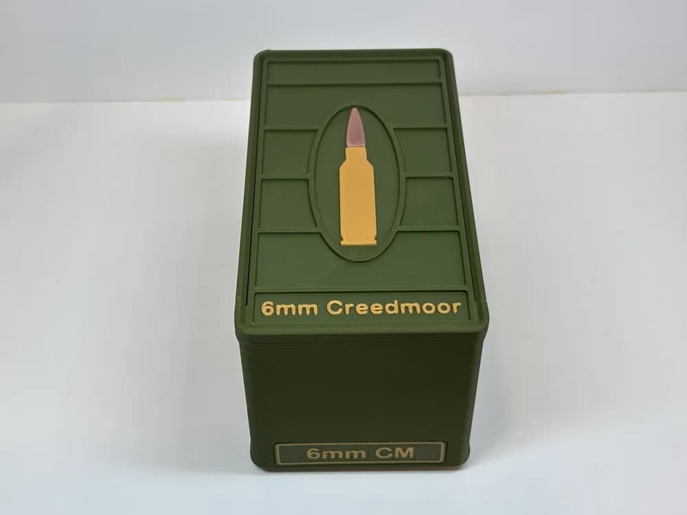 Ammo Storage Box 6mm Creedmoor 20 Rounds front view product photo; ammunition not included