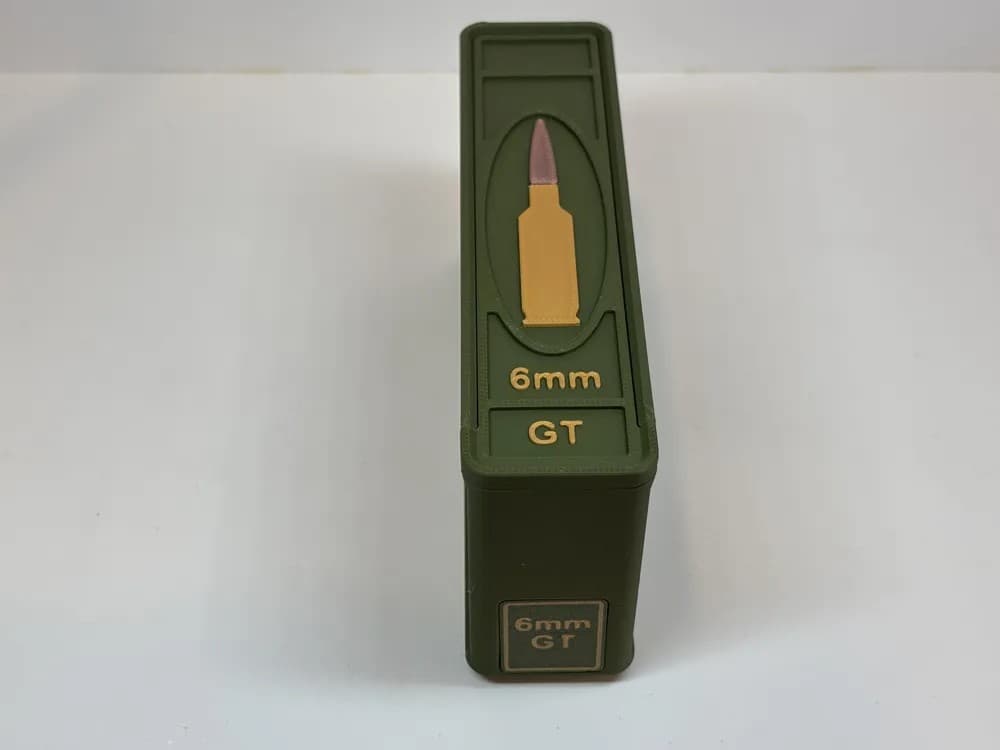Ammo Storage Box 6mm GT 20 Rounds front view product photo; ammunition not included