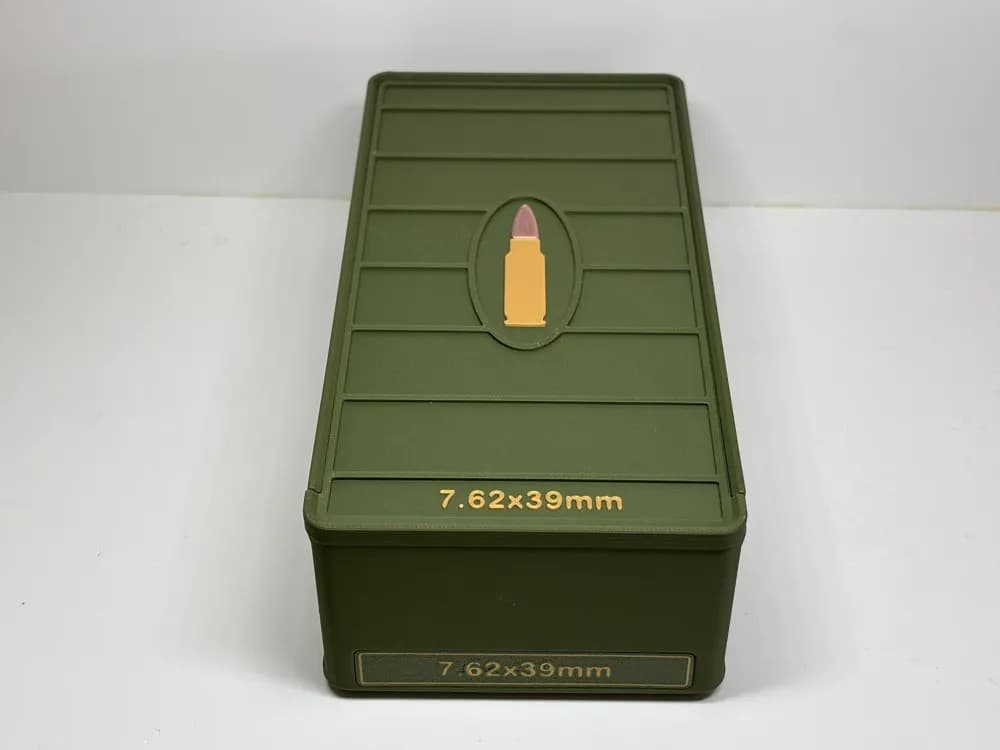Ammo Storage Box - 7.62x39mm - 105 Rounds front view product photo; ammunition not included