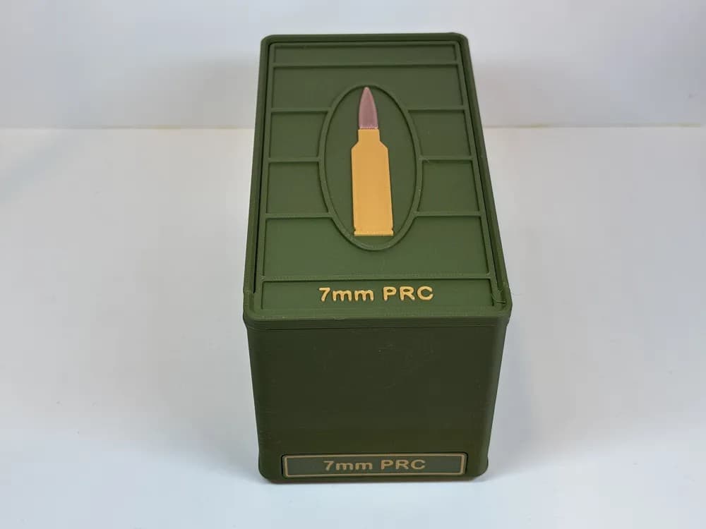 Ammo Storage Box 7mm PRC 50 Rounds front view product photo; ammunition not included