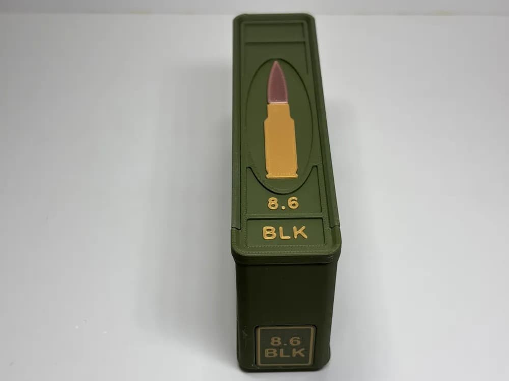 Ammo Storage Box - 8.6 Blackout - 20 Rounds front view product photo; ammunition not included