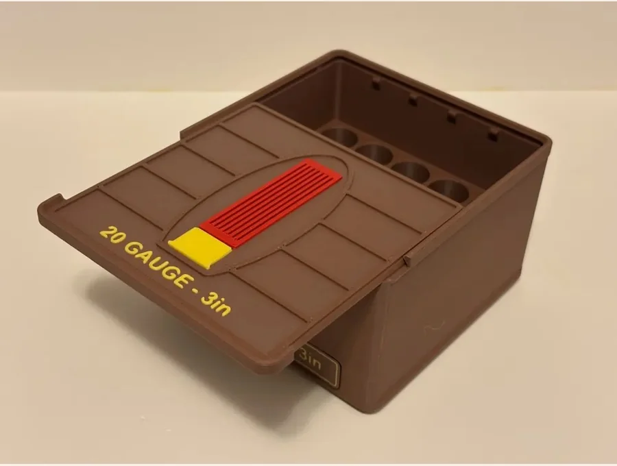 Open 20 gauge shotgun shell storage box